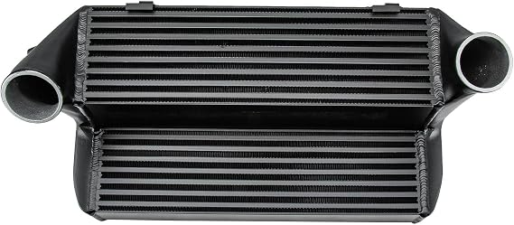 7.5 Front Mount Turbo Intercooler Upgrade Compatible With 2007-2012 BMW 135i 335i 335xi E82 E90 E91 E92 E93 N54 & N55 Engine 3.0L L6 Aluminum Black Intercoolers