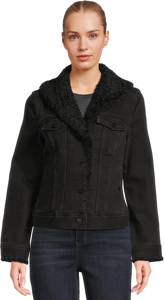 Liverpool Women's Sherpa Collar Stretch Denim Trucker Jacket