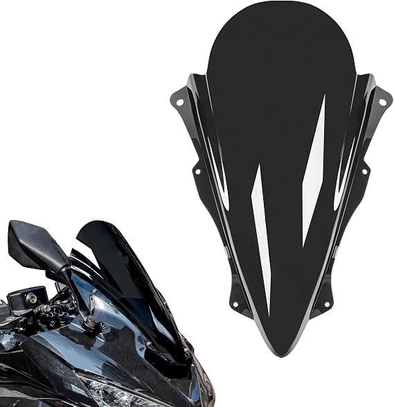 Double Bubble Windshield Fit for Ninja ZX-4RR ZX-4R 2023-2026, Black