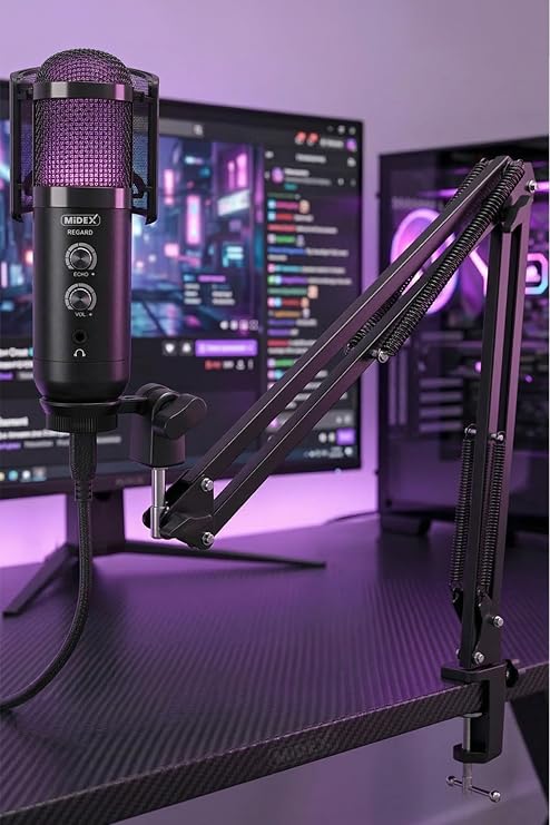 Midex REGARD RGB Set USB Echo Player and Streamer Microphone (Registration Gaming Tiktok Twitch Live broadcast Discord Youtube)
