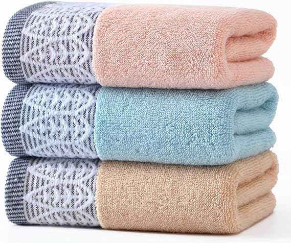 3 Pack Leaf Print Hand Towels, Decorative Cotton Soft