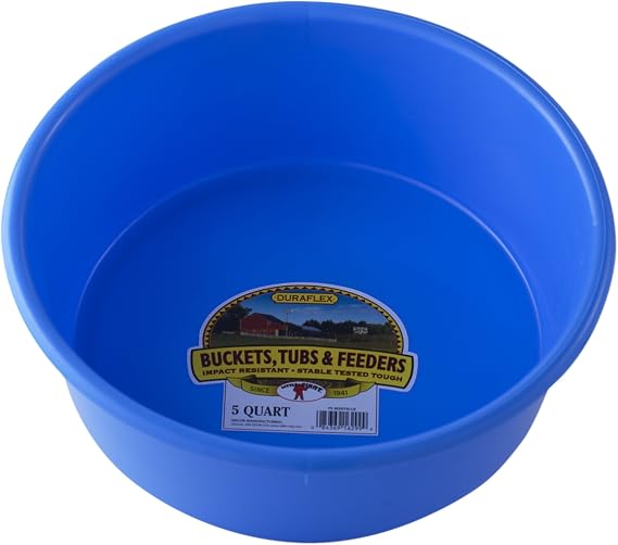 Little Giant Plastic Utility Pan | Feed Pan | Durable & Versatile Livestock Feeding Bucket | Made in USA | 5 Quart | Berry Blue
