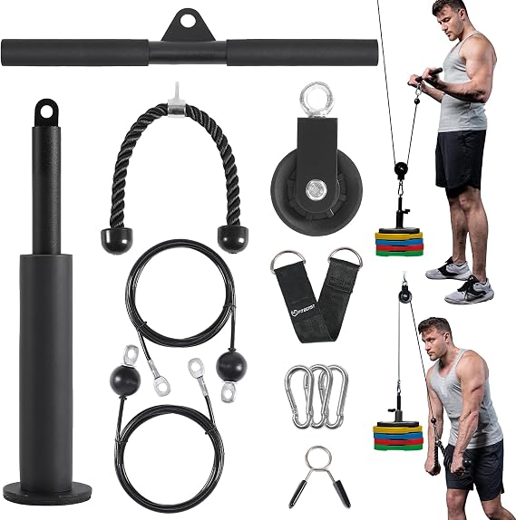 FitBeast Pulley System Gym, Cable Weight Pulley System for Gym LAT Pulldown, Biceps Curl Workout, Ideal Home Gym Equipment for Forearm, Shoulder, Strength Training