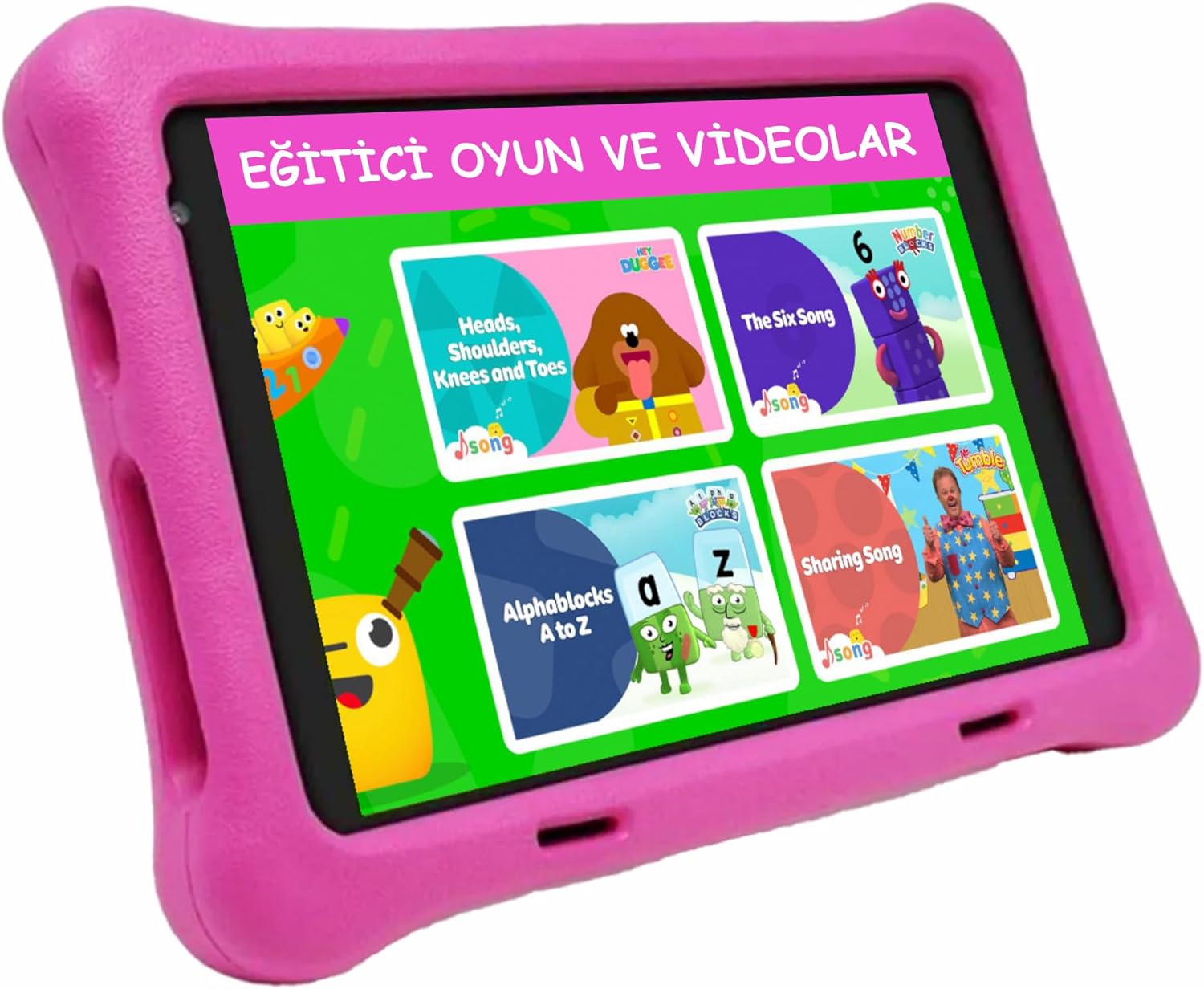 NPO 8" IPS Display Android 13.0 A133P 1.8GHz Antishok Kids Tablet, Kids Tablet (4GB RAM - 64GB Capacity, Pink, 8 Inch)