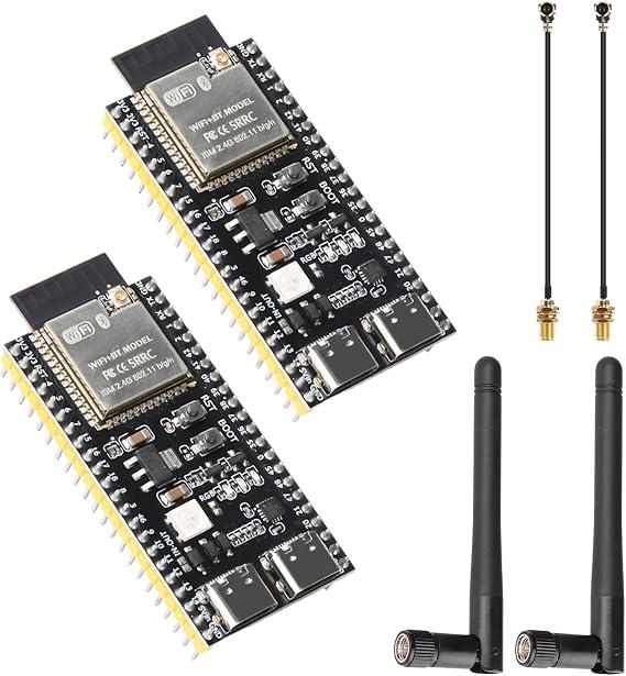 diymore 2PCS for ESP32-S3 DevKitC-1 N16R8 Development Board With 2.4G Antenna, for ESP32 S3 N16R8 Module with WiFi&Bluetooth 5.0 for Arduino, ESP-32 Dual Type-C Interface