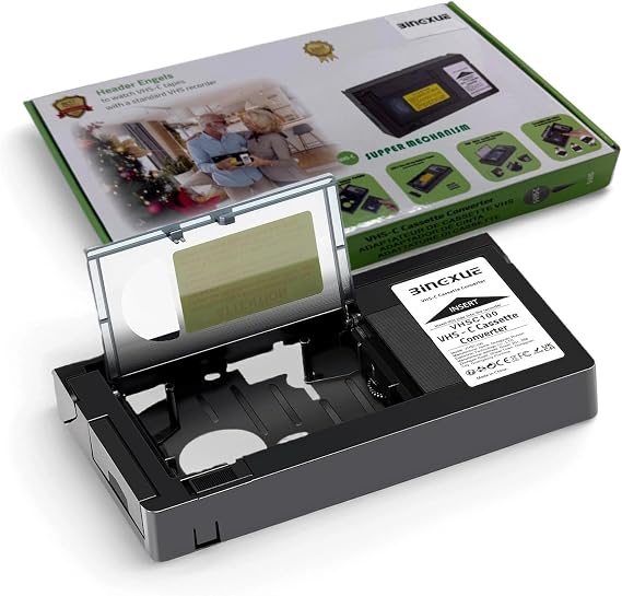 2026 Updated VHS C Cassette Adapter, SVHS VHS-C to VHSC, 12mm VHSC Tapes Camcorders Motorized for VCR Player, Video Cassette Player and Tape to Digital Converting