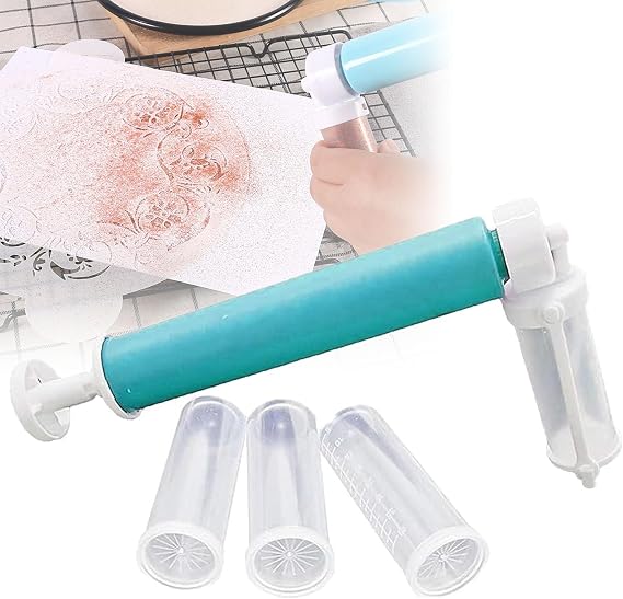 Manual Cake Decorating Airbrush Kit - Includes 4 Pcs 40ml Transparent Tubes for Powder Spraying | Plastic Icing & Coloring Tool for Cakes, Cupcakes, Cookies,Blue