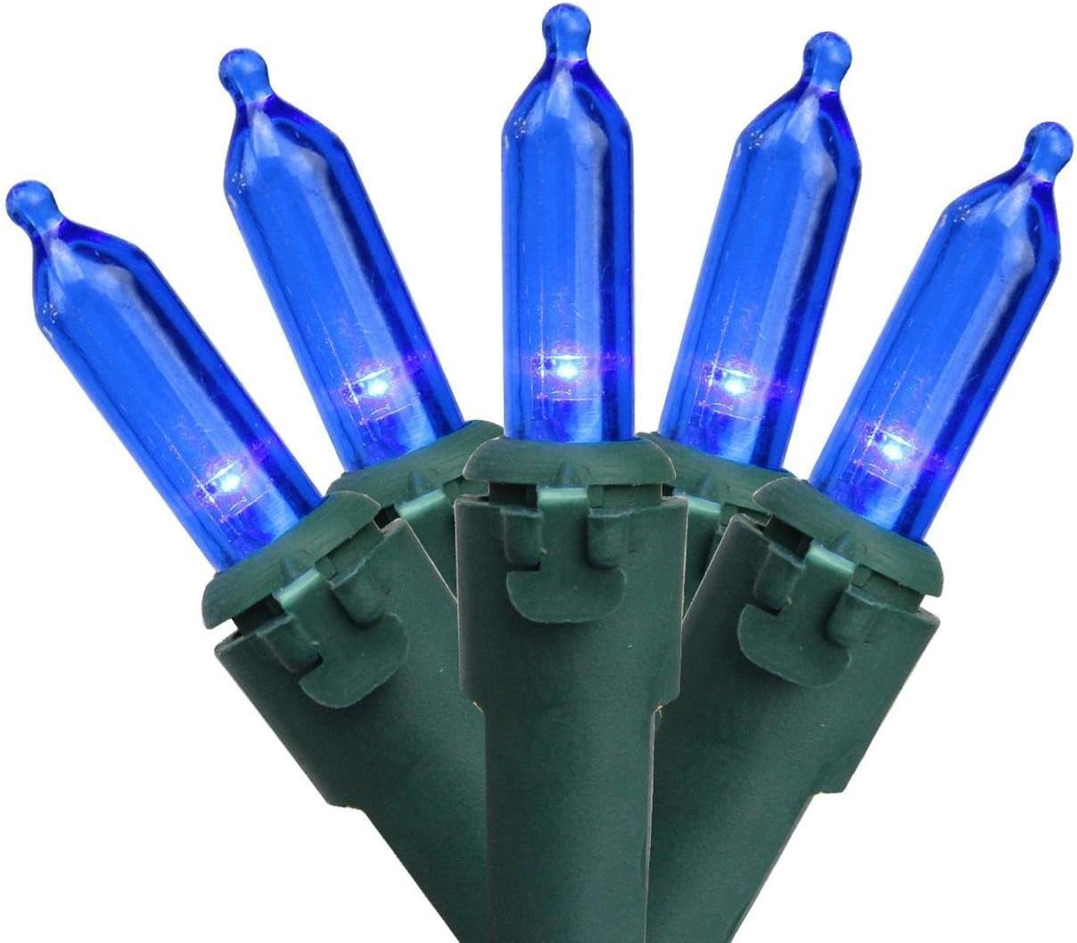 Holiday Time 50 Count Blue Mini LED Lights on Green Wire