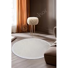 Halı Krem Cool Janjanlı Yuvarlak Saçaklı Kesme Ince Yolluk Kilim Salon Halısı Modelleri, JANJANLI-KREM-YUVARLAK-SAÇAKLI, 100x100