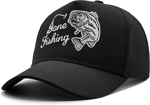 Fishing Hats for Men, Embroidered Gone Fishing Mesh Baseball Cap