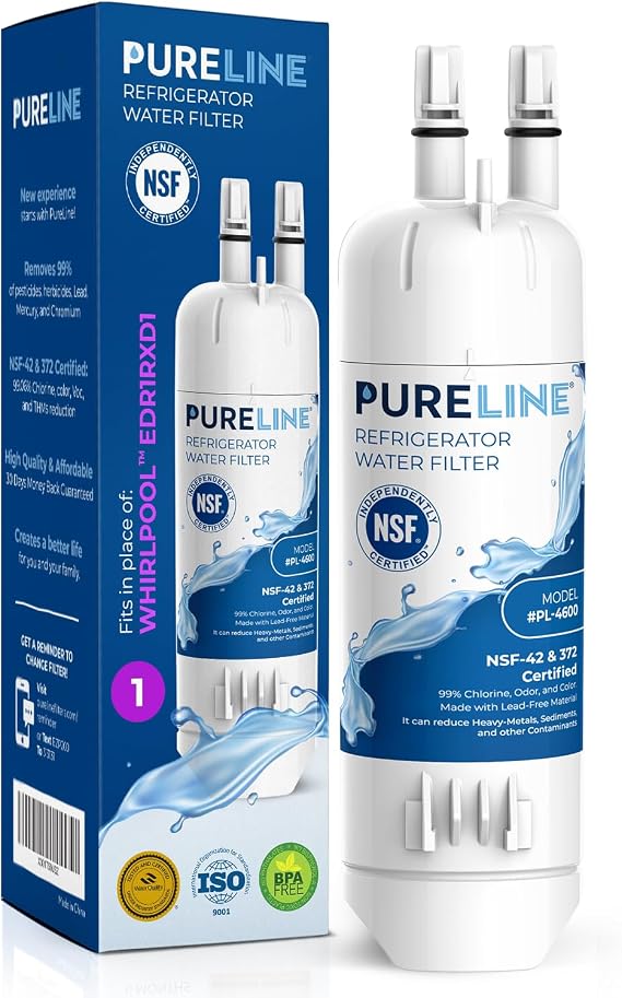 Pureline EDR1RXD1 Water Filter Replacement for Everydrop Filter 1, W10295370A, P8RFWB2L, P4RFWB, EDR1RXD1B, Kenmore 46-9081, 46-9930 Refrigerator Water Filter