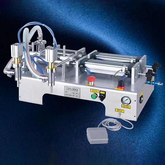 Liquid Filling Machine, Horizontal Pneumatic Double Head Bottle Filler, Stainless Steel Filler Machine, Quantitative Dispenser, for Various Liquids(50-500ml)