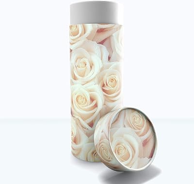 White Roses Scattering Tubes for Human Ashes TSA Approved Scattering Urn and Eco-Friendly Biodegradable Urns for Human Ashes & Biodegradable Urn for Burial at Sea