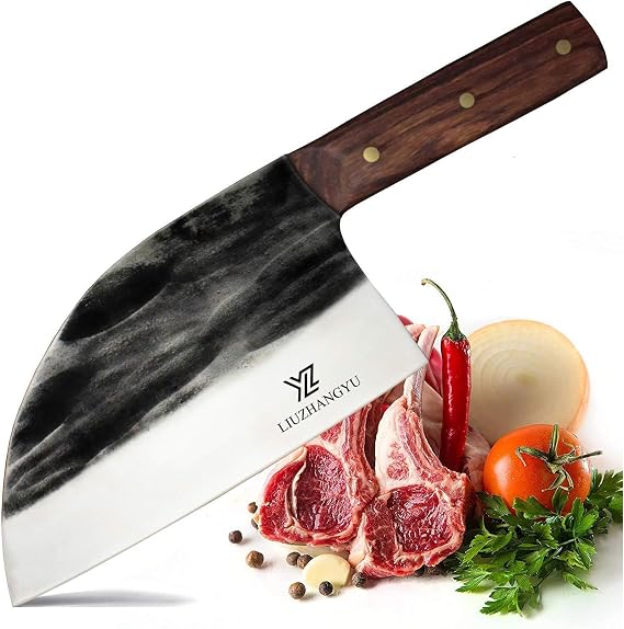Chinese Chef's Knife and Meat Cleaver Knife,Forged Kitchen Knife Butcher Handmade Forged Stainless Steel Utility Chef Knife with Full-Tang Dalbergia Cochinchinensis Handle for Home, Kitchen & Restaura