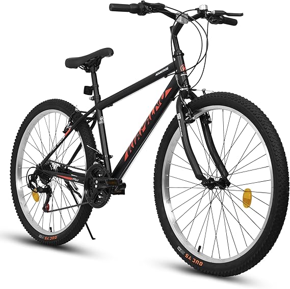 24 or 26 Inch Mountain Bike,Rigid,21-Speed,Dual V-Brake,Bicycle for Boy or Girl,Black Green,Free Return