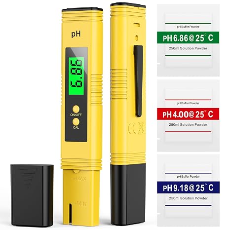 2025 All-New pH Meter for Water - High Accuracy Digital pH Tester (0.01 Precision) with UL Certification and 3 pH Calibration Powders - Ideal for Home Water, Hydroponics, Aquariums, Pools, and More