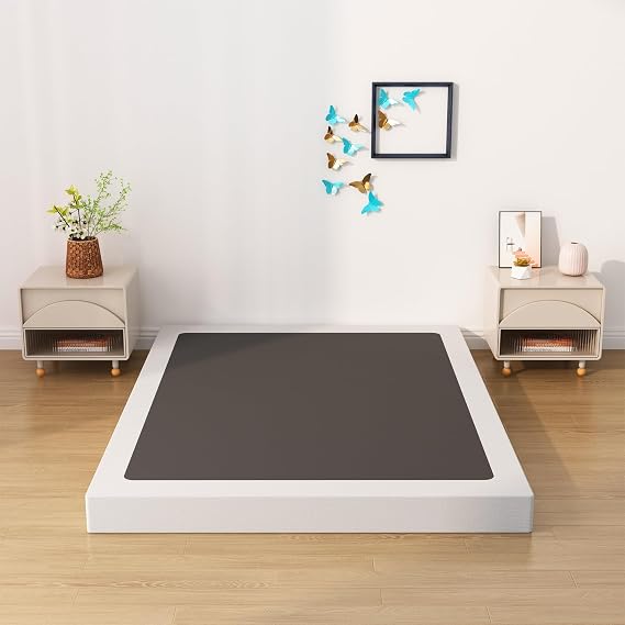 Upcanso Box Spring for Queen Bed Bed Base 4 inch, Low Profile Metal Queen Box Spring with Fabric Cover, 3000 Lbs Max Weight Capacity Mattress Foundation, Noise-Free, Easy Assembly