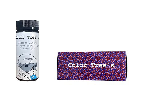 Color Tree's CDS 0-3500ppm Chlorine Dioxide (ClO2) Test Strips - 50 Strips - Maximum Testing Range DIY CDS