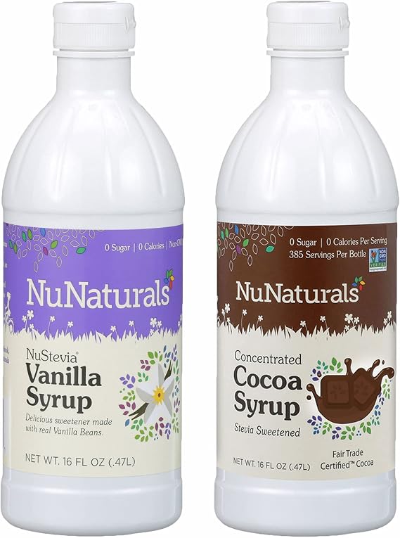 Nunaturals All Natural Chocolate Syrup & Vanilla Syrup together in one convenient Bundle