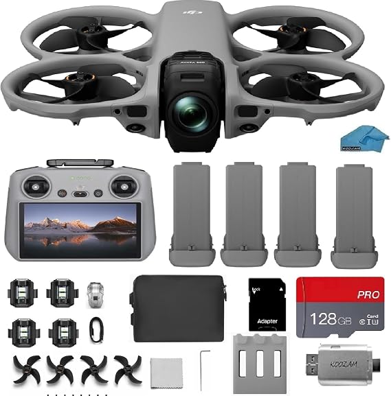 DJI Avata 360 FPV Drone 4-Battery Bundle with RC 2 Controller (Built-In Screen) | 360 Immersive 4K Camera Drone with Propeller Guards & 128GB MicroSD Card