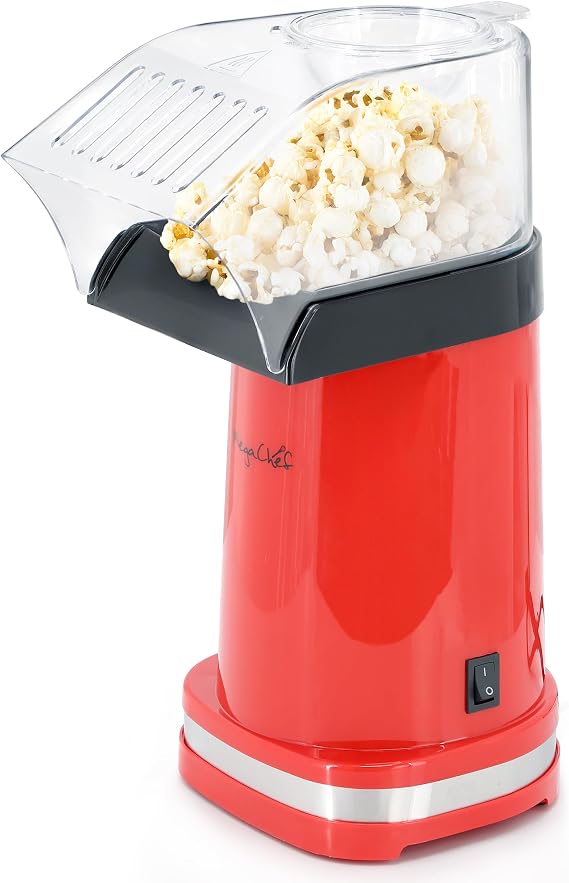MegaChef Red Popcorn Popper, Popcorn Maker, Electric Hot Air Popper
