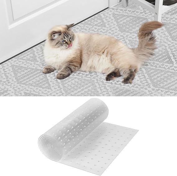 Carpet Protector for Pets - 14.4in*3.6FT Plastic Cat Carpet Protector Mat for Doorway Clear Plastic Runners with Rug Spikes to Protect Under Carpet Anti Door Protector from Dog Scratching Easy to Cut