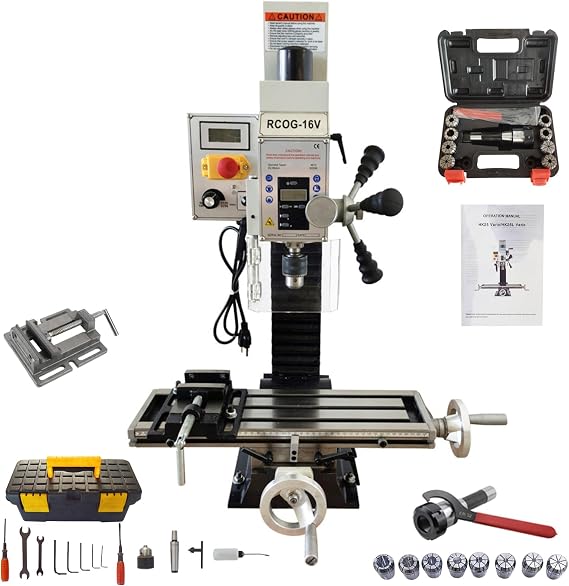 600W Mini Milling Machine Compact MT2 Spindle 110V | Brushless Motor, 50-2250 RPM, 8.7/6.3/8.3" Travel, 90 Tilt, 19.7x5.5" Table, Low Noise, for Wood Metal DIY Professionals