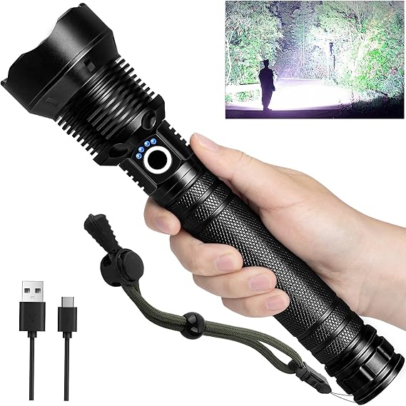 Rechargeable Flashlights 99000 High Lumens, Super Bright LED Flashlight Powerful with 10000Ah Capacity, 5 Modes Waterproof Flashlight Handheld Flash Lights for Home Camping Emergencies