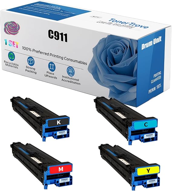 45103728 45103727 45103726 45103725 C911 High Yield Drum Unit Compatible for OKI C911dn C931DN C941dn Printer, 40000 Pages, Premium Print Performance (Multicolour)