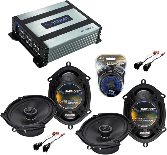 Harmony Audio (2 HA-R68 Compatible with Ford Explorer Sport Trac 01-10 Car Stereo Rhythm Series 5x7 6x8 Replacement 225W Speakers, HA-A400.4 4-Ch 800W Full Sub Amp and HA-AK10 600W Amp Install Kit