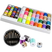 60 Color Sewing Thread Set, Sewing Machine Threads with Bobbins Needles Spool Polyester Thread Kit Colorful DIY Embroidery Threads Assortment