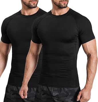 Compression Shirt Men,Short Sleeve T-Shirt Base Layer Top with Quick Dry Performance for Gym, Running, Workout & Sports