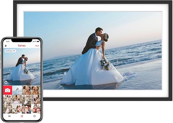 Skyrhyme 15.6'' Digital Picture Frame with 1920x1080 IPS Touch Screen, 32GB Frameo Digital Photo Frame WiFi, Share Photos/Videos and Send Best Wishes via Free App