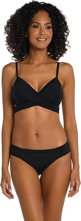 La Blanca Womens Island Goddess Wrap Underwire Push Up Swimsuit Top