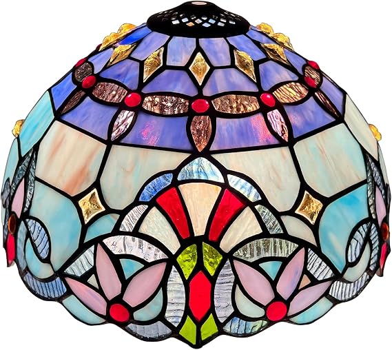 Capulina Tiffany Lamp Shade Light Blue Style Stained Glass 12 Inches Wide