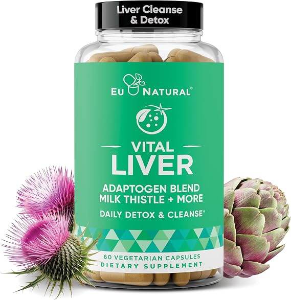 Eu Natural Liver Cleanse Detox & Repair Support Supplement, 60 Capsules | 9-in-1 liver support with Milk Thistle, Artichoke, Turmeric & adaptogens for liver function & digestive health
