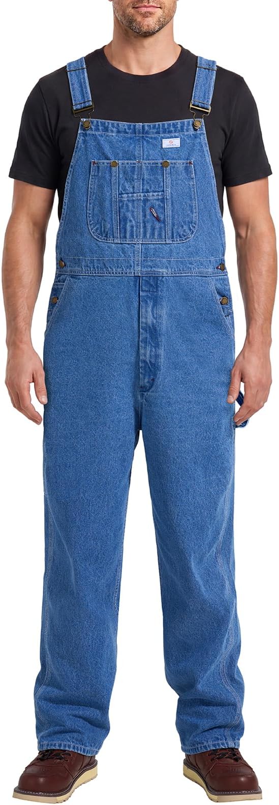 HISEA Men's Denim Bib Overalls, Men's Overalls Workwear with Adjustable Straps and Convenient Tool Pockets