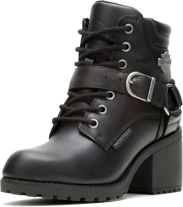 Harley-Davidson Footwear Womens Howell Lace Casual Boots Ankle Mid Heel 2-3"