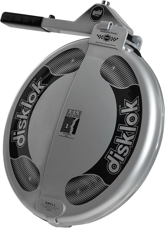 Disklok Gold Security Edition Car Steering Wheel Full Cover Anti- Angle Grinder Anti-Theft Lock Police Approved (Silver, Small 35cm - 39cm)