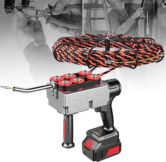Automatic Wire Stringing Machine, Wire Cable Puller, 40m/Min Cordless Electric Stringing Wire Puller, for Construction Hydropower,15m-37500mah*2