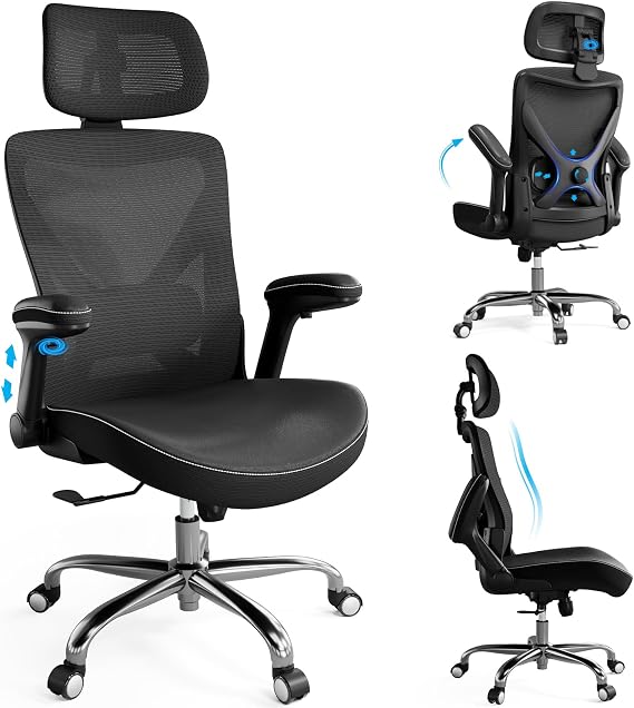 Ergonomic Office Chair:Home Office Desk Chairs with Headrest Lumbar Support