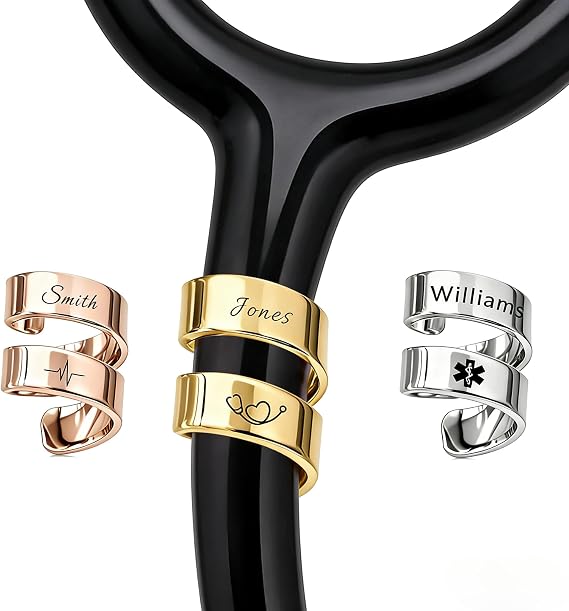 Iwe Personalized Stethoscope Charms - Stethoscope Name Tag Personalized Stethoscope ID Tag, Nurses Week for Medical Professionals Doctor Nurse (Spiral)