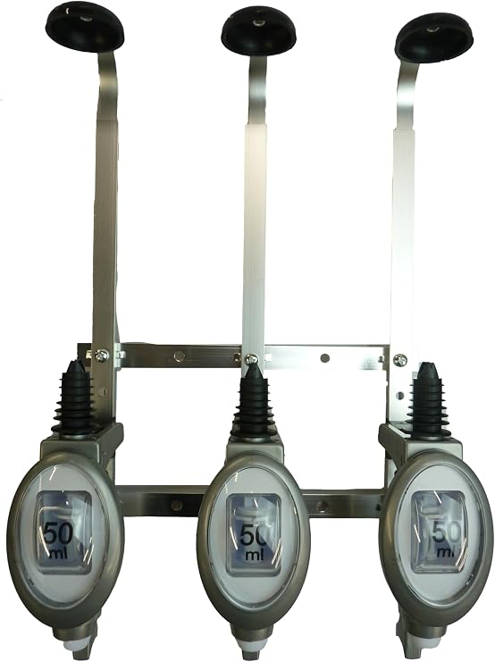 Wall 3 Bottle Rack (70cl / 1L) with 3 x Vogue Spirit Measures (3 x 50 ml Vogue Optic Meaures)