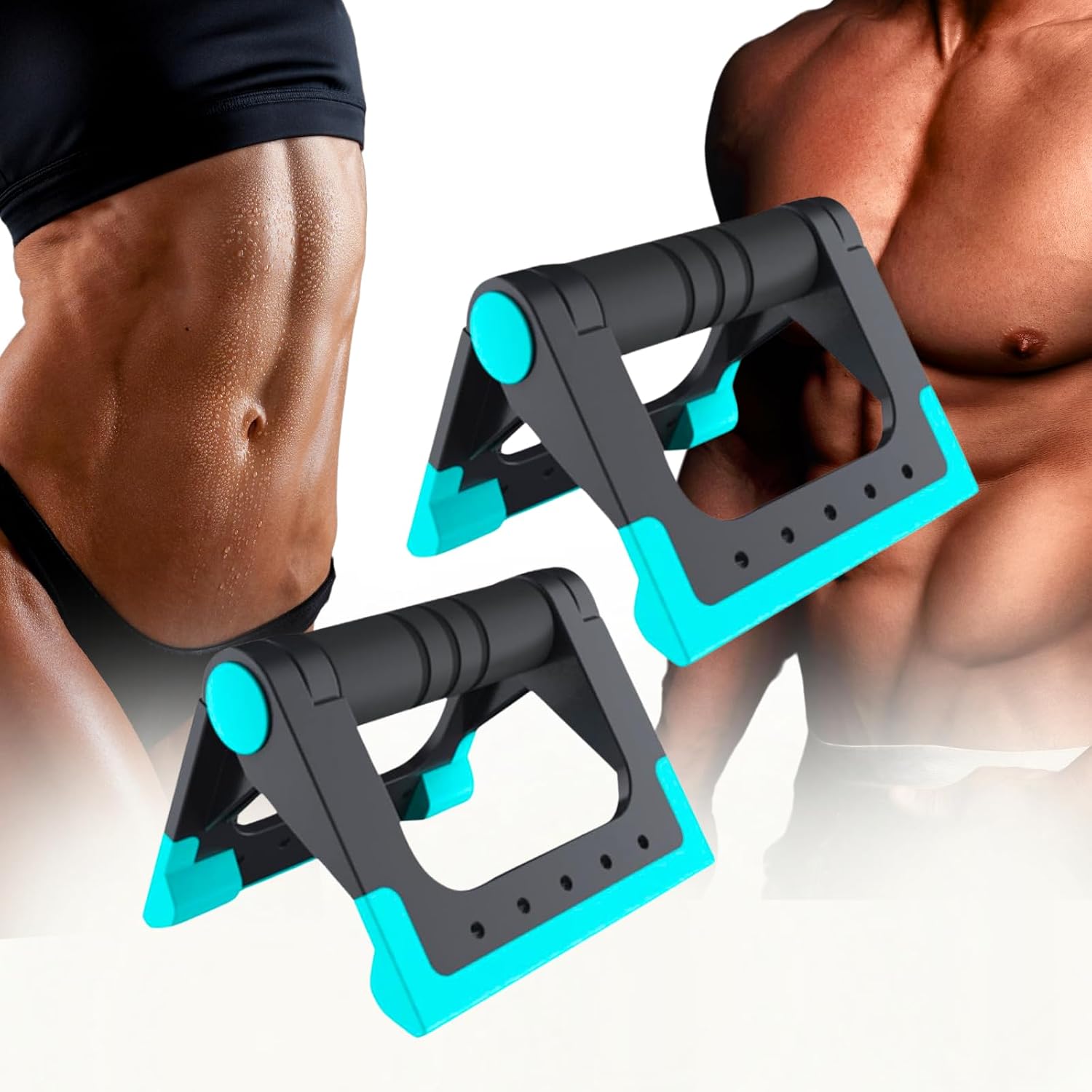 Push-Up Stand - Black & Blue, High-grade Stainless Steel, Foldable, Anti-slip Feet, 100 pounds Weight Capacity