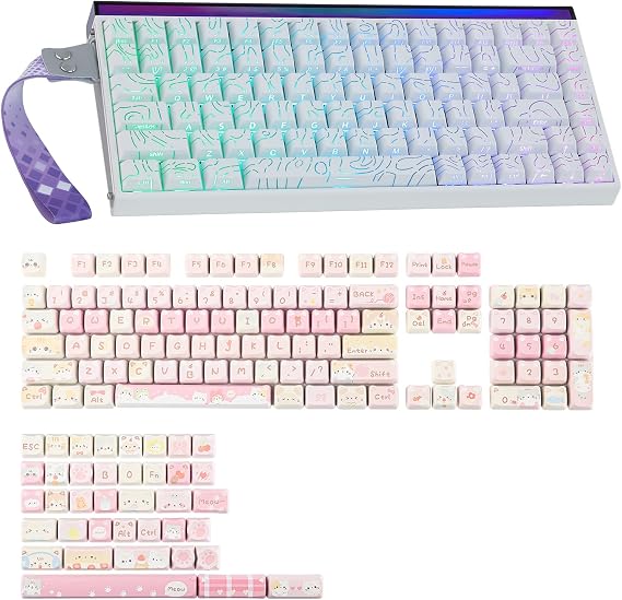 MechLands Aula Hero84 HE Wired Magnetic Gaming Keyboard with KiiBoom x Maorbeng Meow Meow Squad Keycaps Set