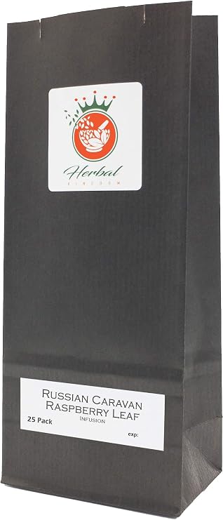 Raspberry Leaf and Black Tea Herbal Infusion (Russian Caravan - 25 Unbleached Tea Bags - 50g)