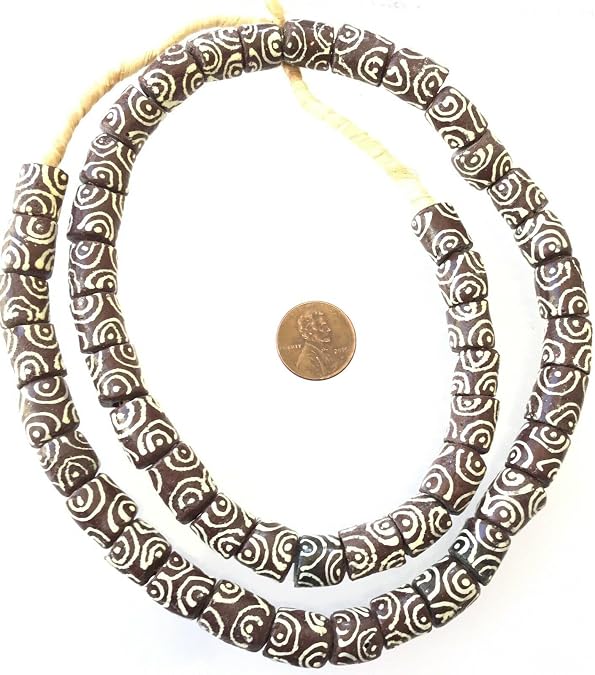 Brown Multi Zen handmade Ghana Krobo recycled Glass African trade Beads-Ghana