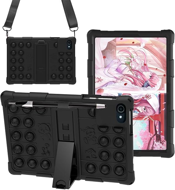 Case for Whitedeer C10-WT Tablet 10.1 inch, Silicone Stand Cover for UGRIHACH UG-C10/ZANDIZ C10/Lville LVEC10/HiGrace C10/Freeski C10/FYMLCPFY C10A/Jeazans Jzpad-X11 Tablet(Black)