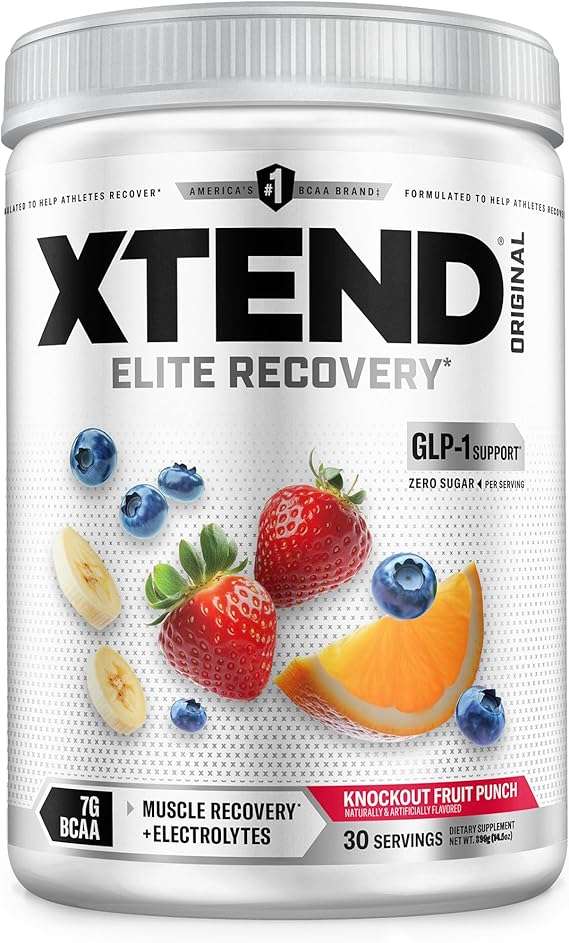 Xtend Original BCAA Powder with Zero Sugar, Knockout Fruit Punch, 30 Serv
