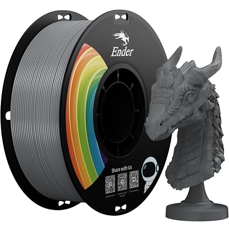 Official Creality Upgrade Ender 3D Printer Filament, Gray PLA+ Filament 1.75mm, 1kg Reel (1.0kg), Accuracy +/-0.02mm, 3D Printing Filament, Strong Durability, Vacuum Packaging, Eco-Friendly